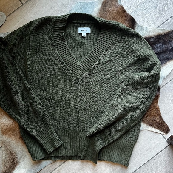 Pistola V-neck Forest Green Sweater - Picture 4 of 4